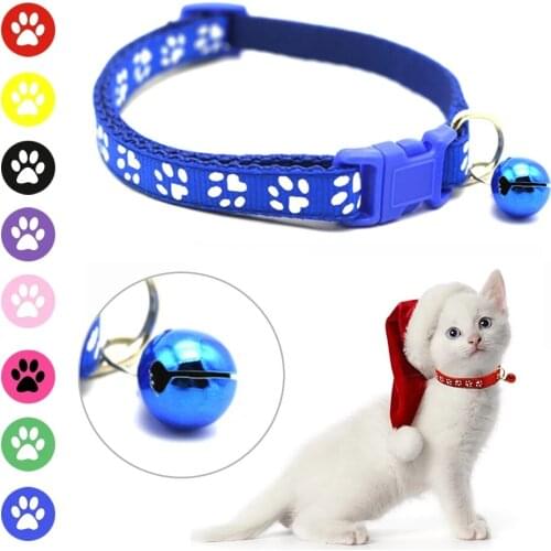 Miflame Footprint Dogs Harness With Bell Nylon Dog Collar For Pet Harness Cat Accessories Chihuahua Collar Adjustable Pet Collar