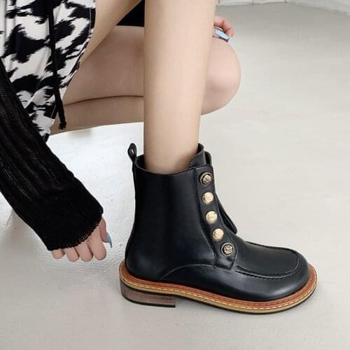 2021 New Women Ankle Boots High Heels Pumps Shoes Woman Autumn Warm Plus Size Vintage Shoe Chaussures Femme Zapatos Mujer Sapato