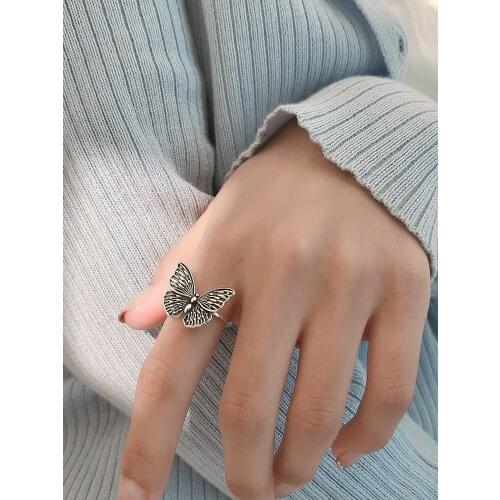 New Charming Open Butterfly Ring for Women Vintage Boho Party Rings Gothic Punk Jewelry Gifts for Girls 2021