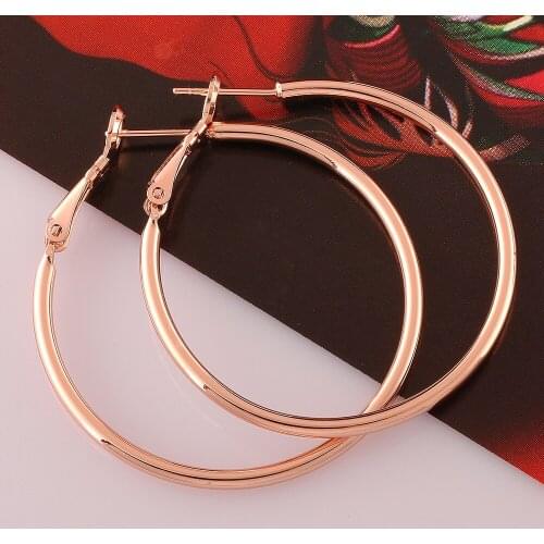 Wholesale N925 Silver color simple big circle earrings! Womens - Circle Earrings Large Large Circle Rose 40mm