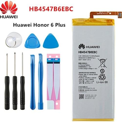 Hua Wei 100% Orginal HB4547B6EBC 3500mAh Battery For Huawei Honor 6 Plus PE-TL20 PE-TL10 PE-CL00 PE-UL00 Batteries +Tools