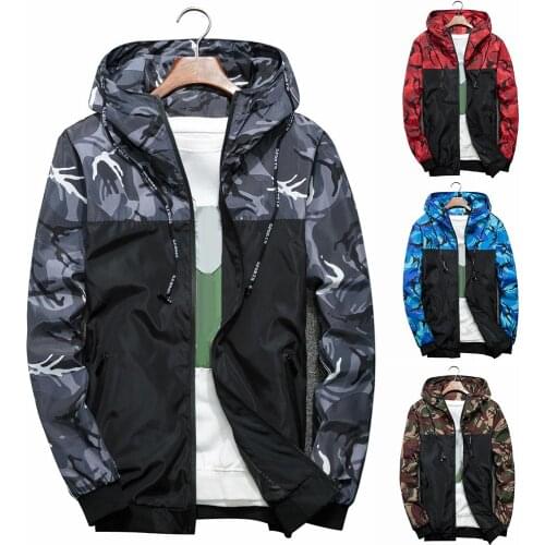 Autumn Men Casual Camouflage Print Long Sleeve Zipper Hoodie Sports Jacket Coat Suitable for travel shopping daily wear sports