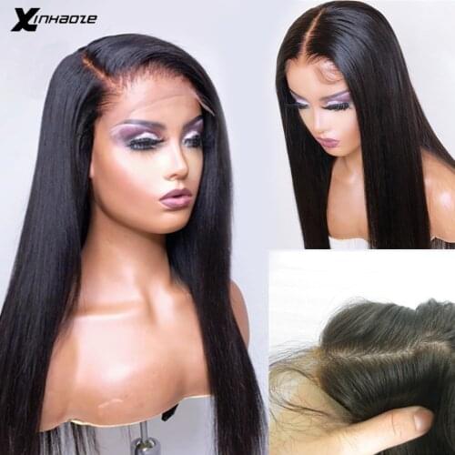 Side Part Silk Base Lace Front Silky Straight Human Hair Wigs Brazilian Remy Hair 5x5 Scalp Top Wig For Women Xinhaoze