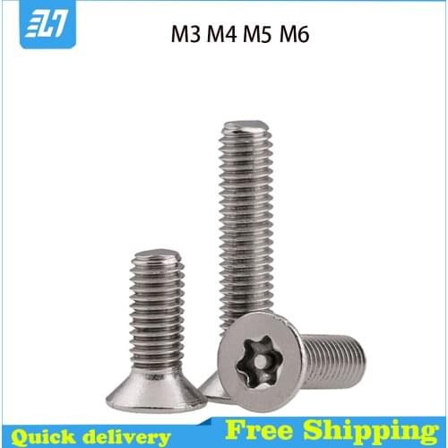Flat Head Six Lobe Torx Screw Metric Thread Countersunk Security Head Machine Bolt 304 Stainless Seel M3 M4 M5 M6