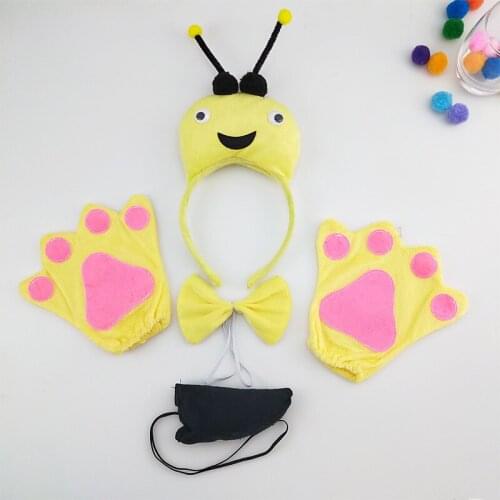 Animal Yellow Bee Headband Bow Tie Tail Cosplay 3pcs Set Cosplay Party Head Wear Christmas Halloween Costume Anime Cosplay