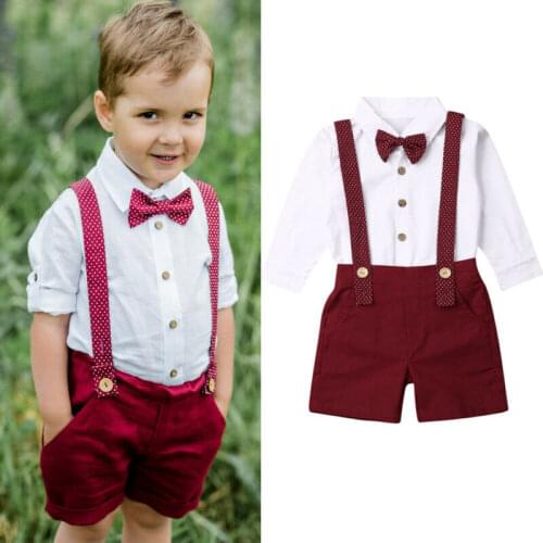 Pudcoco 2PCS Toddler Baby Boy Kids Clothes Set 2020 New Gentleman Shirt Tops + Pants Shorts Clothes Outfits Set