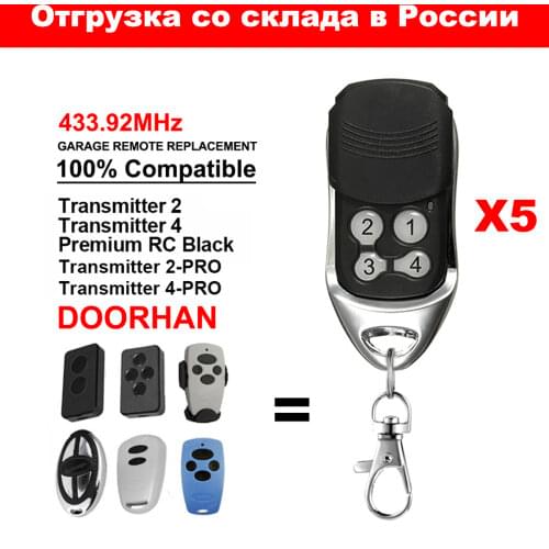 5pcs DOORHAN garage remote 433.92 MHz DOORHAN TRANSMITTER 2 TRANSMITTER 4 gate control
