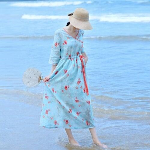 Летние платья на пуговицах SCUWLINEN China At AliExpress