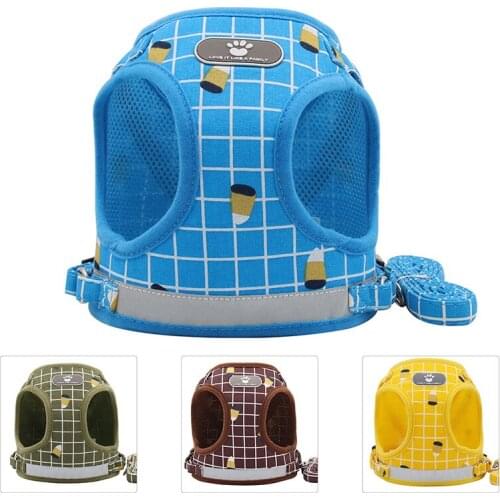 Pet Adjustable Harness Breathable Mesh Vest Chest Strap Puppy Dog Collar Clothes Walking Lead Leash For Small Medium Dog Cat
