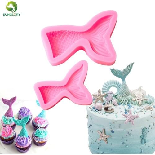 3D Mermaid Tails Silicone Mold Cake Decoration Mermaid Fondant Cupcake Molds For Baking Sugarcraft Candy Chocolate Gumpaste Mold