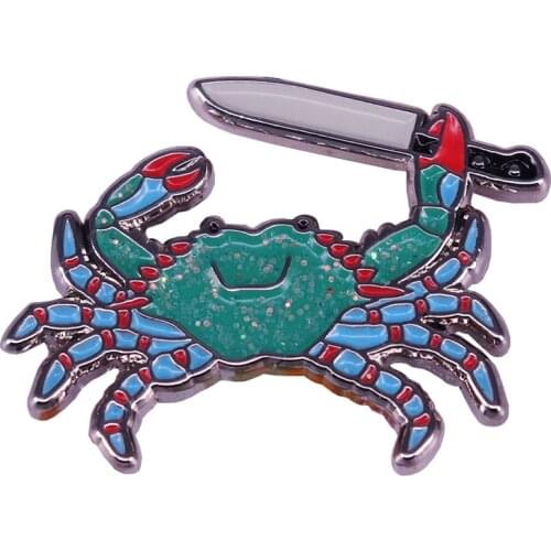 Stabby crab brooch cute crustacean ocean animal jewelry
