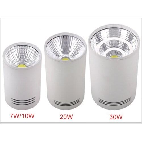 Super Bright Surface Mounted Ceiling Downlight 7W 10W 20W 30W 85-265V lamp COB Led downlights Ceiling Spot light +led driver