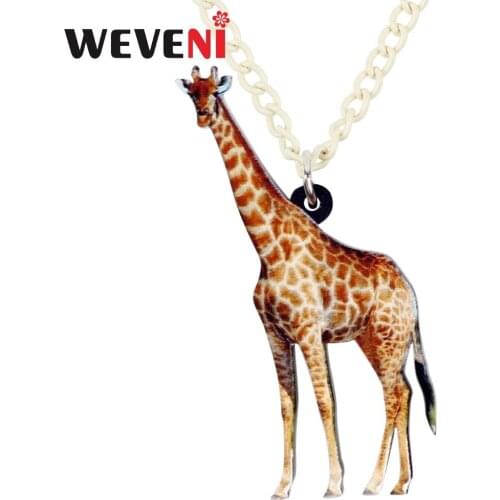 WEVENI Acrylic African Giraffe Necklace Pendant Chain Choker Wild Jungle Bijoux Jewelry For Women Girls Kids Trendy Wholesale