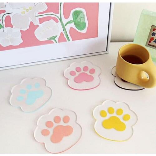 Japanese cute cat paw insulation table mat silicone table mat girl heart cute non-slip bowl mat tea coaster placemat