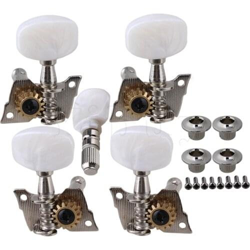 Yibuy 5PCS Semiclosed Banjo Machine Head Tuning Tuner Peg White Button