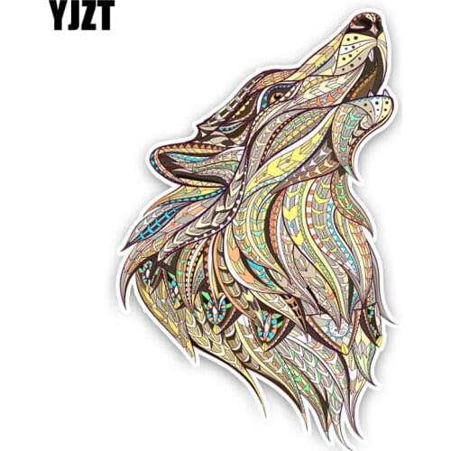 YJZT 9.9*15.6CM Interesting Lovely Mysterious Wolf Cartoon Colored PVC Car Sticker Decoration Graphic C1-5449