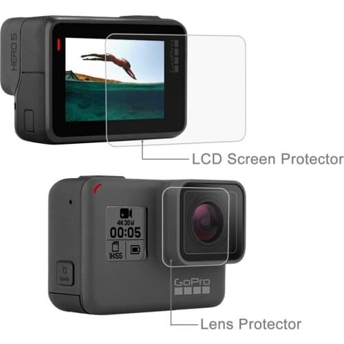 Sports Camera Screen Display Protection For Gopro hero6 protective film Gopro5 lens front high definition film + back toughened