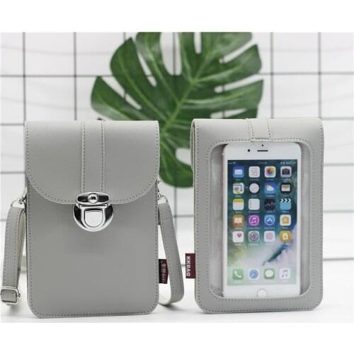 Women Touch Screen Cell phone bag transparent simple purse new cross shoulder wallet Smartphone Leather Shoulder light handbags