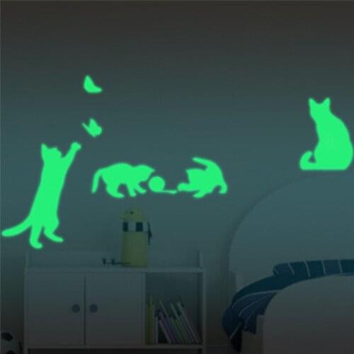 1 Set New Arrived Cat Play Butterflies Wall Sticker Removable Decoration Decals For Bedroom Kitchen Living Room Walls