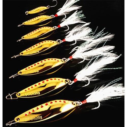 1PC 7.5g /10g Spoon Spinner Metal Leech Fishing Lure Hard Baits Sequins Noise With Feather Treble Hook Fishing Tackle