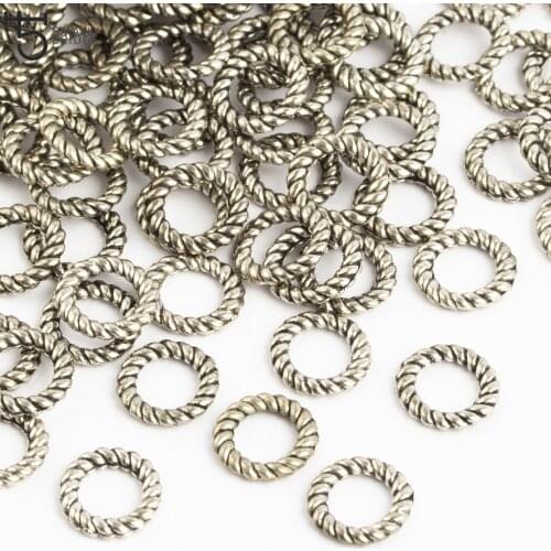 10mm Alloy Circles Rings Charm Beads for jewelry making Material for Jewelry Silver colour Wreath Metal Beads Wholesale M402