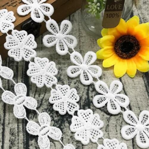 15yards Water Soluble Flower Lace Trim Wedding Embroidered Dress Headwear Diy Handmade Patchwork Ribbon Sewing Supplies Crafts