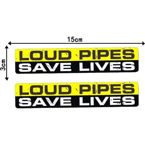 2pcs Warning LOUD PIPES SAVE LIVES Funny PVC Car Sticker Body Decal Car Styling Decoration 15CM*3CM