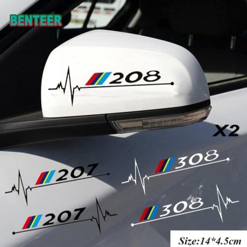 2pcs/lot Car rearview mirror sticker for Peugeot 106 107 108 206 207 208 306 307 308 407 508 2008 3008 Car Accessories