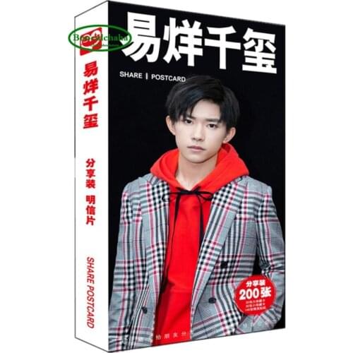 200 pcs TFBOYS Wang Junkai, Yi Yang Qian Xi, Wang Yuan post cards picture Chinese singer photo card stickers