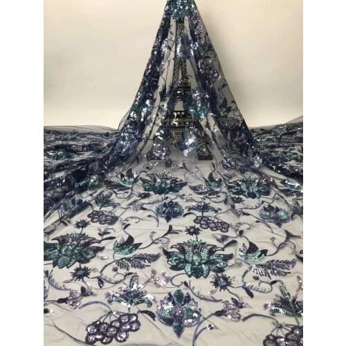 2021 High Quality African Sequin Lace Fabric French Open Embroidered Nigeria Lace Fabric Wedding FJ4264