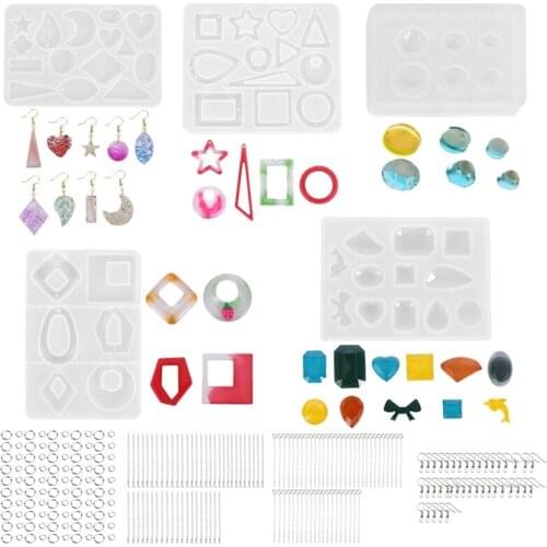 245Pcs Resin Molds Jewelry Making Kit, Silicone Molds Resin Casting Molds Earring Molds with Hooks, Keychain Pendant