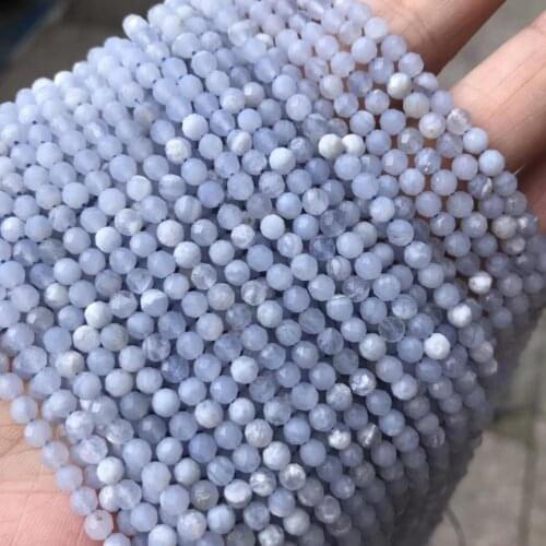3mm Faceted Natural Purple Agates Stone Beads DIY Round Loose Spacer Blue Lace Agates Stone Beads For Jewelry Making Bracelet