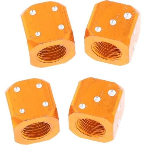 4 Pcs. Car Valve Caps Tire Valve Caps Dustproof Cover, Orange, Cubic