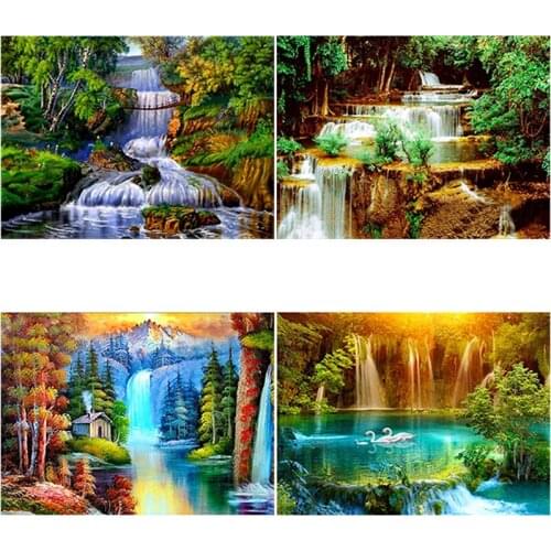 DIY 5D Diamond Painting Landscape Diamond Embroidery Waterfall Cross Stitch Lake Full Round Drill Mosaic Kit Art Home Decor Gift