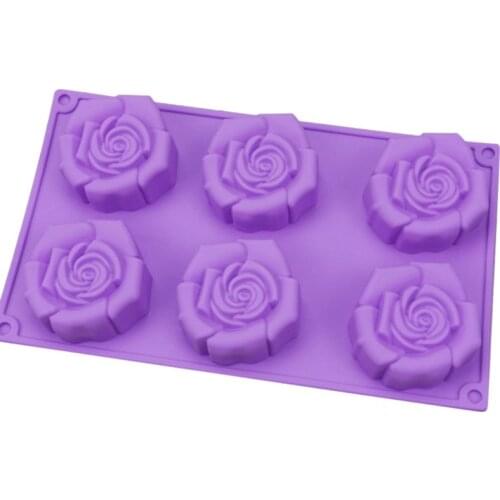 6-Hole Rose Silicone Mold Chocolate Cake Jelly Candle Soap Mould DIY Baking Tool
