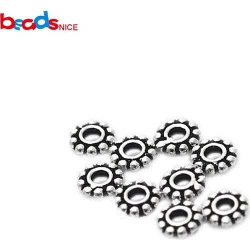 Beadsnice wholesale 925 pure silver thai silver spacer beads antique silver beads for diy bracelet making ID28640
