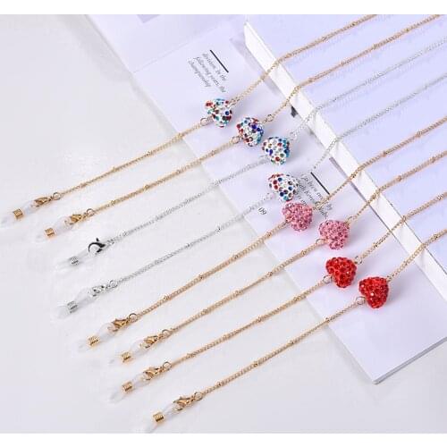 New Alloy Pearl Sunglasses Chains Lovely Heart Masking Holder Cord Lanyard Fashion Decoration Accessories For Women Girls