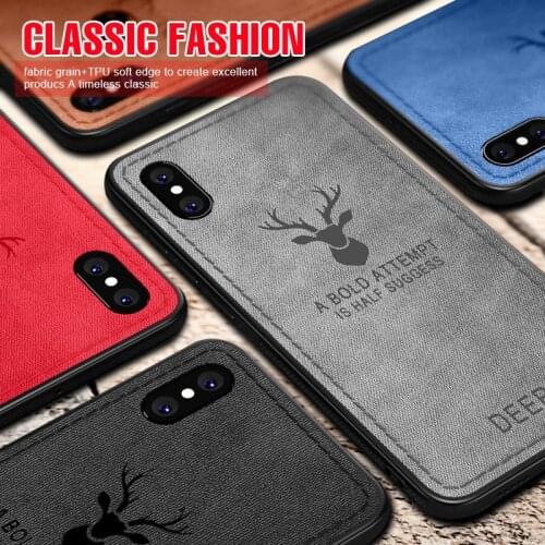 2020 Cloth Texture Deer Case for iPhone 11 Pro XS MAX XR X Soft TPU Back Cover iPhone 6 7 8 Plus Case
