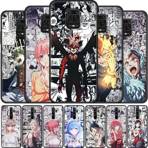 Black Clover Hot Anime Role Cute Girl Case For Xiaomi Redmi Note 9S 9 8 7 10 Pro 8T 9C 9A 8A Soft Black Silicone Phone Cover Sac