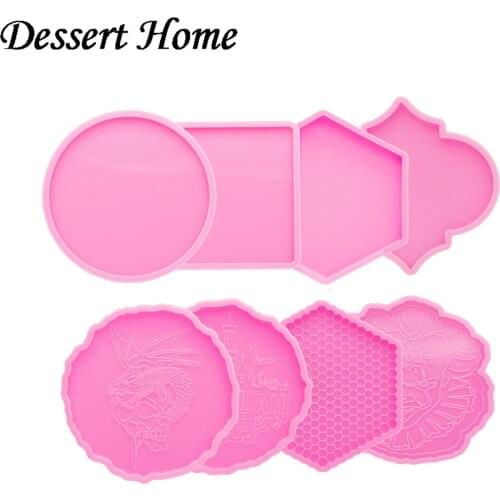 DY0279 4in Round/Square/hexagonal/Cup Coaster Mold, DIY Epoxy Resin Molds for Tray Coaster , Circle Silicone Mould Customize