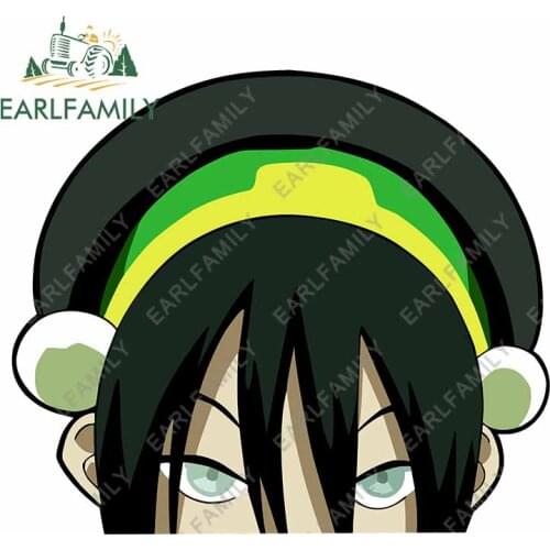 EARLFAMILY 13cm x 10cm Cartoon Peeker Auto Car Sticker for Avatar Toph Beifong Decal Waterproof Anime Vinyl Car Accessories