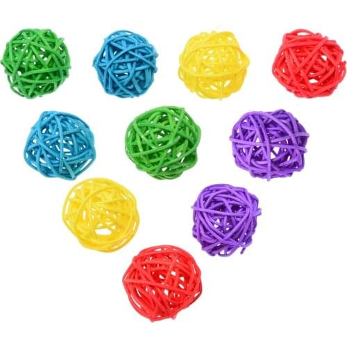 10pcs Bird Rattan Ball Chewing Toy Non-toxic Natural Rattan Bird Supplies For Parrot Budgie Parakeet Cockatiel