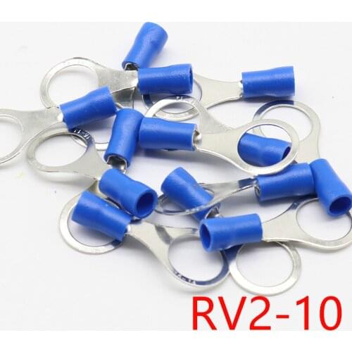 RV2-10 Blue Ring insulated terminal Cable Wire Connector suit 1.5-2.5mm cable Crimp Terminal 100PCS/Pack RV2.5-10 RV
