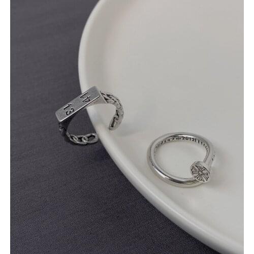 Letter rings ladies numeral women ring adjustable Joint Wedding fashion Jewellery couples cute Vintage metal silver color bague