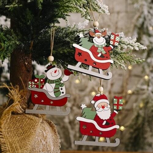 1Pcs Creative Santa Clause Snowman Wooden Christmas Ornament for Christmas Tree Hanging Pendants Decoration Kids Toys Navidad