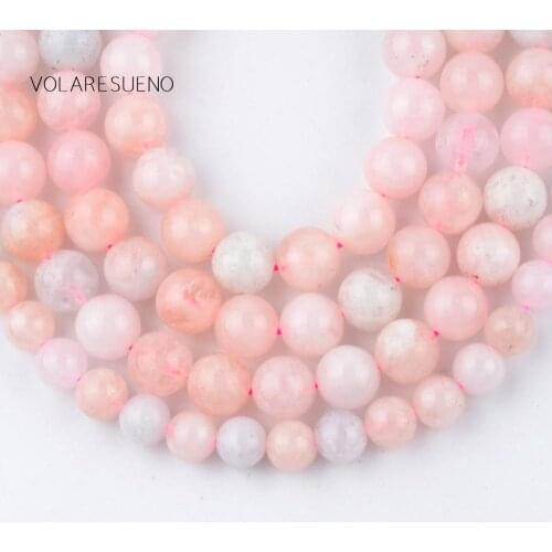 Natural Pink Morgan Stone Round Loose Beads For Jewelry Making 6-10mm Spacer Beads Fit Diy Bracelets Necklace Accessory 15