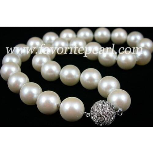 Favorite Pearl Necklace AAA 14MM 18 inches White Color Mother Of Pearl Necklace Handmade Charming Women Party Wedding Jewelry