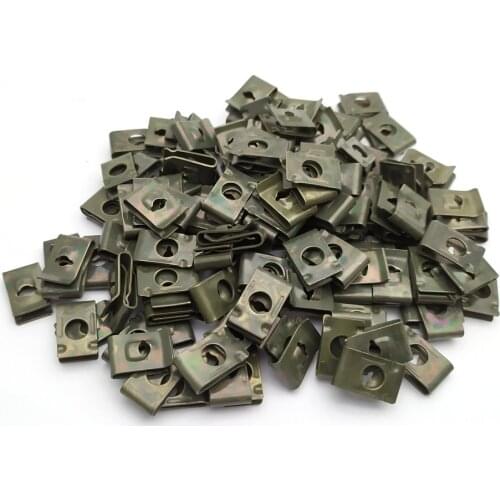10/20/30/50pcs Metal Retainer U-Type Clips for Car Motorcycle Scooter Moped E-bike Plastic Cover Self-tapping screws Army Green