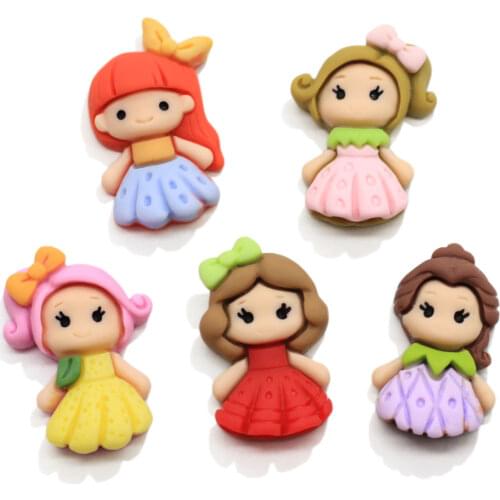 Flatback Girl Princess Resin Cabochons Kawaii Flat Back Figurine Dolls For Hair Clothing Shoes DIY Home Embellishments