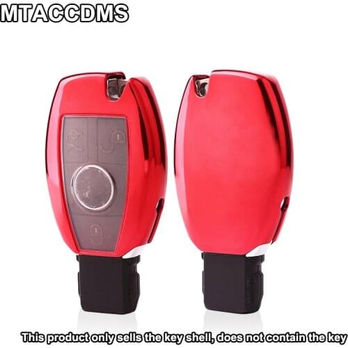 Electroplate Blue Red Soft TPU Protective Cover For Benz Class A\B\C\E\S\V SL\ML\SLS\R\GLK\SLK\CLA\AMG\GLA\GLC Car Key Case